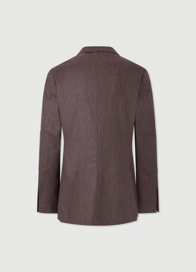 Men Blazers Hackett London Herringbone Wool Blazer Burgundygrey