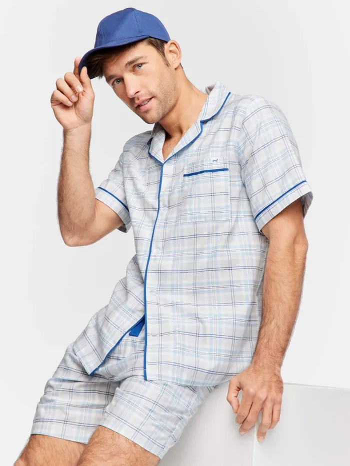Men Blue Check Shirt Multi Peter Alexander Tops