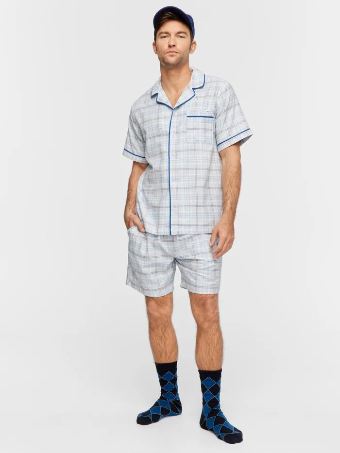 Men Blue Check Shirt Multi Peter Alexander Tops