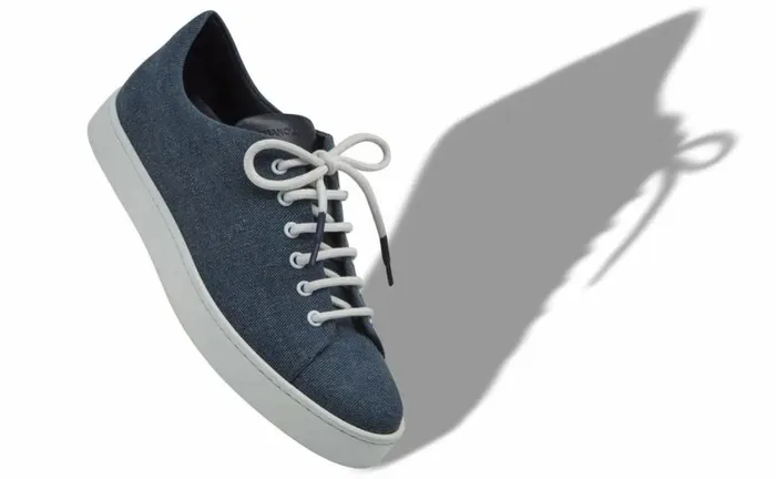 Men Blue Denim LaceUp Sneakers Manolo Blahnik LaceUps