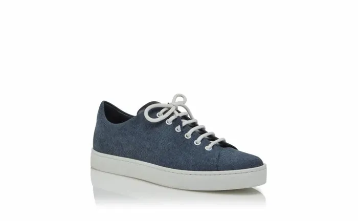 Men Blue Denim LaceUp Sneakers Manolo Blahnik LaceUps