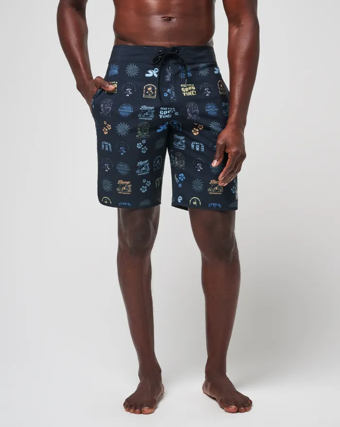Men Boardshorts TravisMathew LONGBOARDERS BOARDSHORT Black