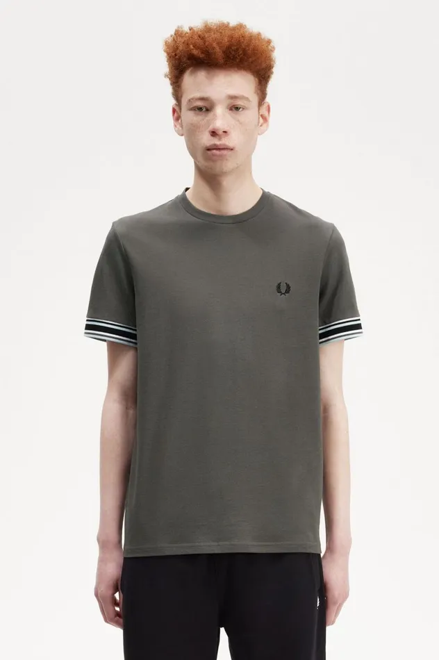 Men Bold Tipped Piqu TShirt Field Green Fred Perry TShirts