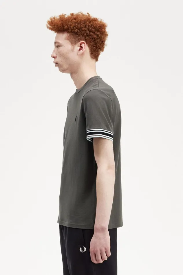Men Bold Tipped Piqu TShirt Field Green Fred Perry TShirts