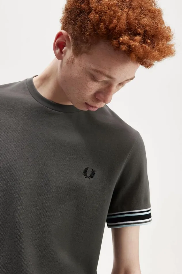 Men Bold Tipped Piqu TShirt Field Green Fred Perry TShirts