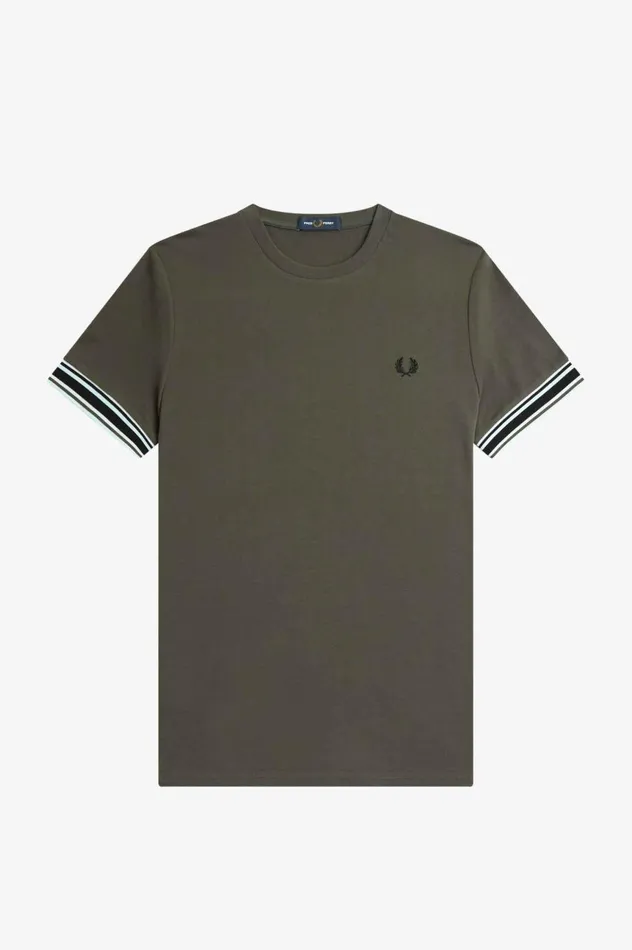 Men Bold Tipped Piqu TShirt Field Green Fred Perry TShirts