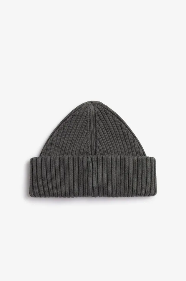 Men Branded Patch Ribbed Beanie Field Greenblack Fred Perry Accessories