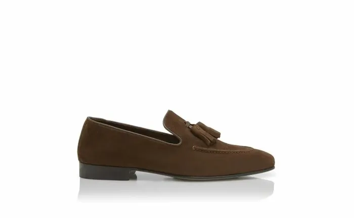 Men Brown Suede Tassel Loafers Manolo Blahnik Loafers