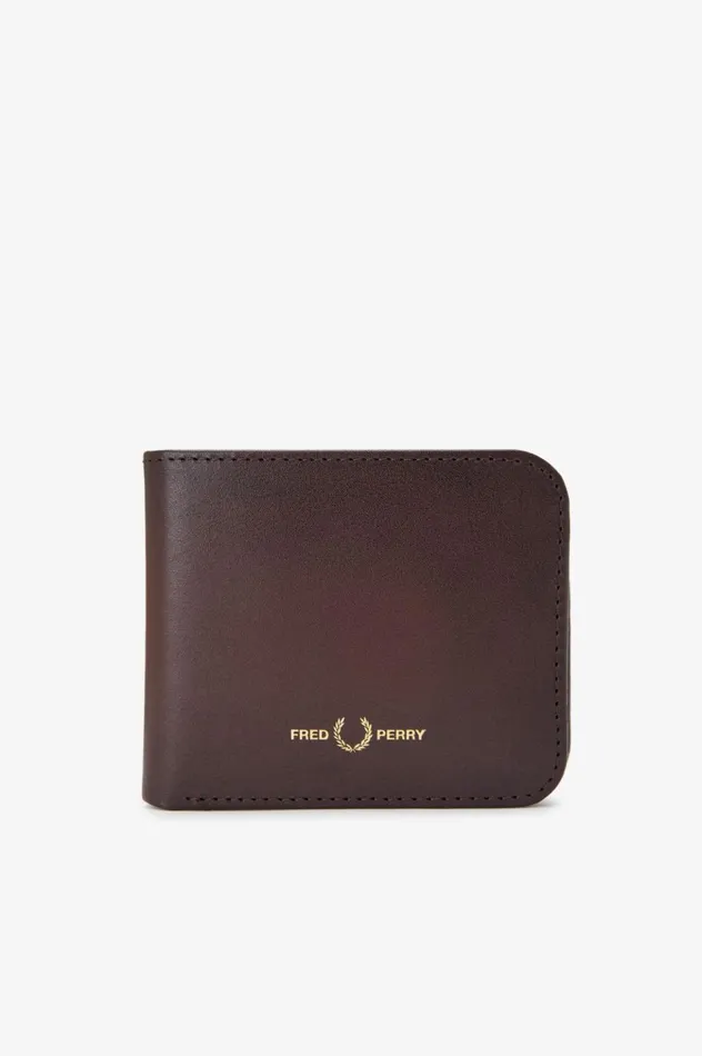 Men Burnished Leathr Billfold Wallet Burnt Tobacco Fred Perry Accessories