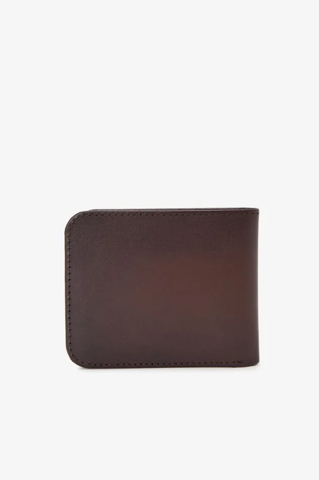 Men Burnished Leathr Billfold Wallet Burnt Tobacco Fred Perry Accessories