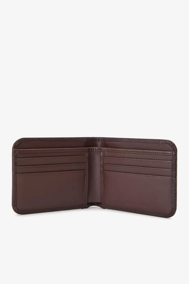 Men Burnished Leathr Billfold Wallet Burnt Tobacco Fred Perry Accessories