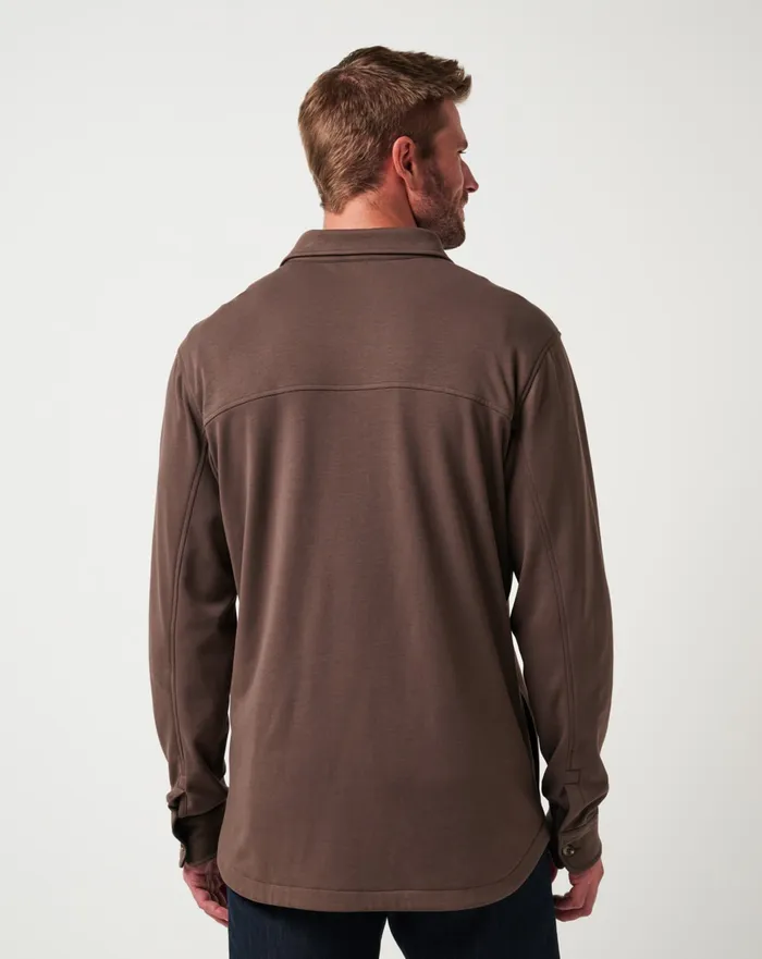 Men ButtonUps TravisMathew CLOUD SHIRT JACKET Chocolate