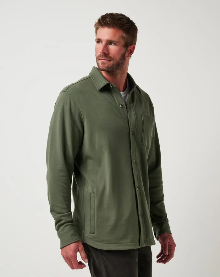 Men ButtonUps TravisMathew CLOUD SHIRT JACKET Dark Olive