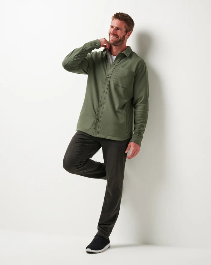 Men ButtonUps TravisMathew CLOUD SHIRT JACKET Dark Olive