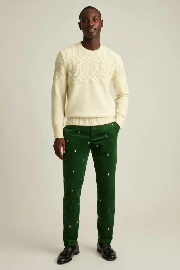 Men Cable Crew Neck Sweater Winter White Bonobos Crew and VNeck Sweaters