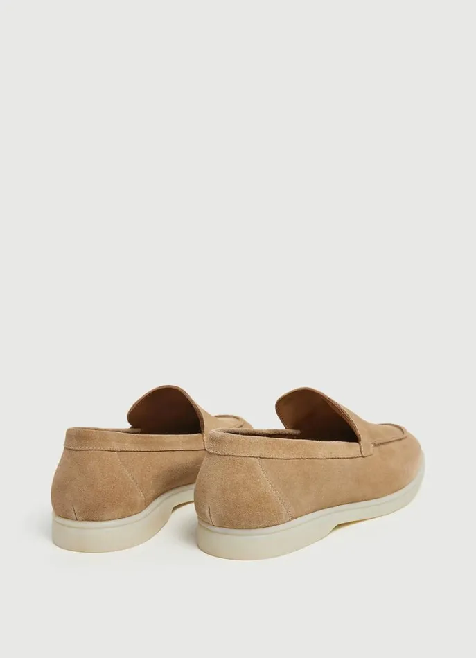 Men Casual Shoes Hackett London Minimalist Suede Moccasins Sand Beige