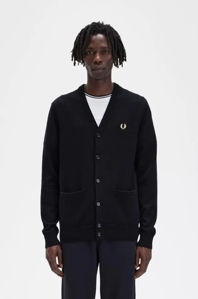 Men Classic Cardigan Black Fred Perry Knitwear
