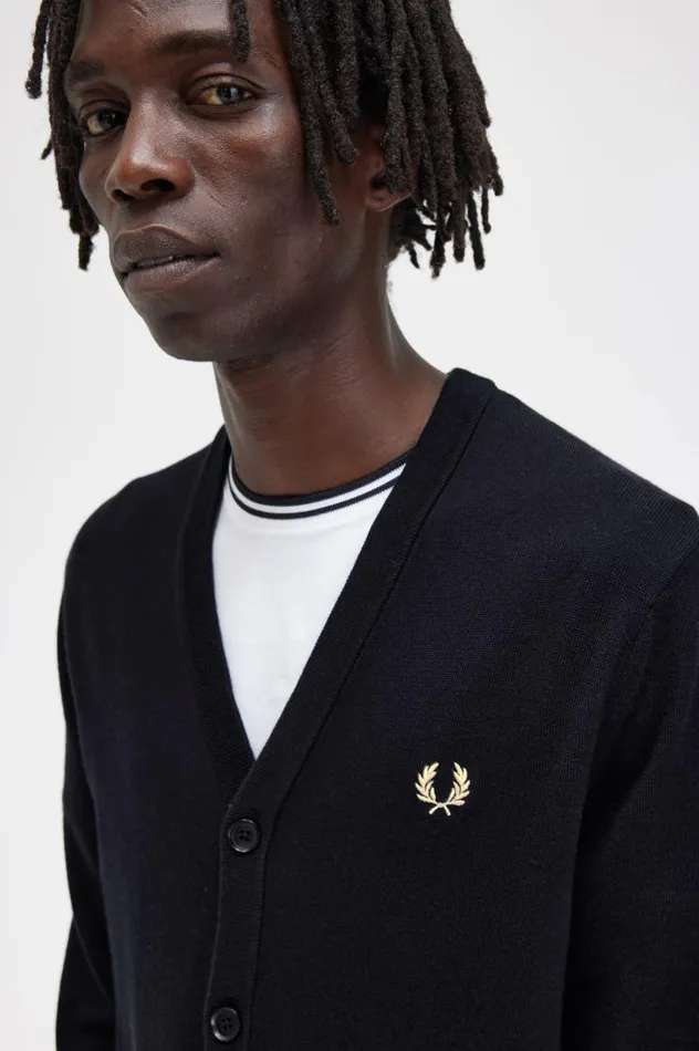Men Classic Cardigan Black Fred Perry Knitwear