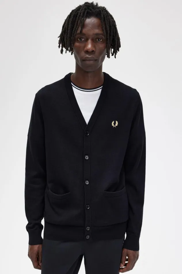 Men Classic Cardigan Black Fred Perry Knitwear