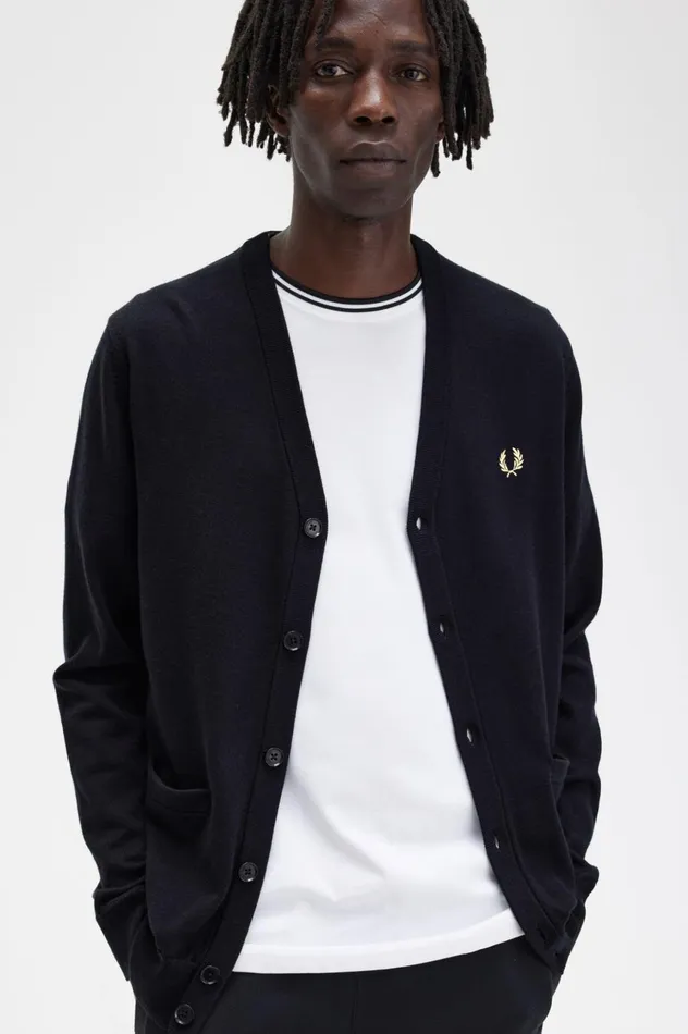Men Classic Cardigan Black Fred Perry Knitwear
