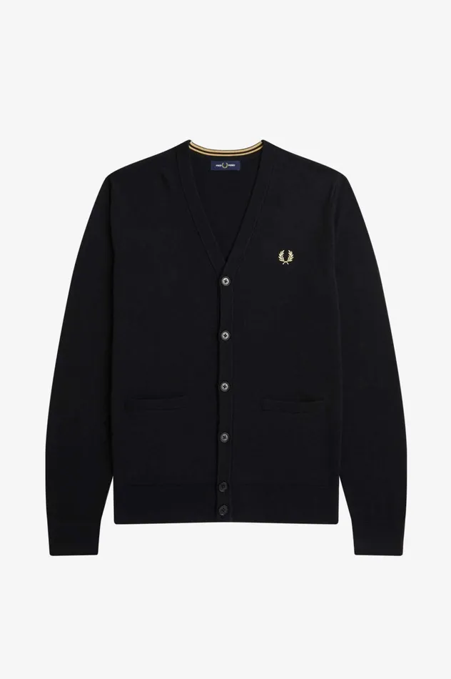 Men Classic Cardigan Black Fred Perry Knitwear