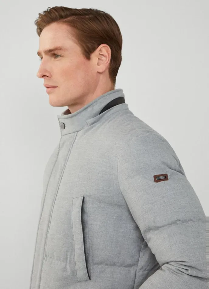 Men Coats and Jackets Hackett London Quilted Parka Light Grey