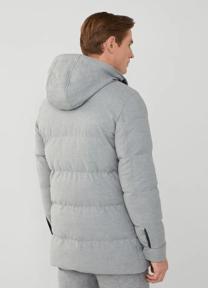 Men Coats and Jackets Hackett London Quilted Parka Light Grey