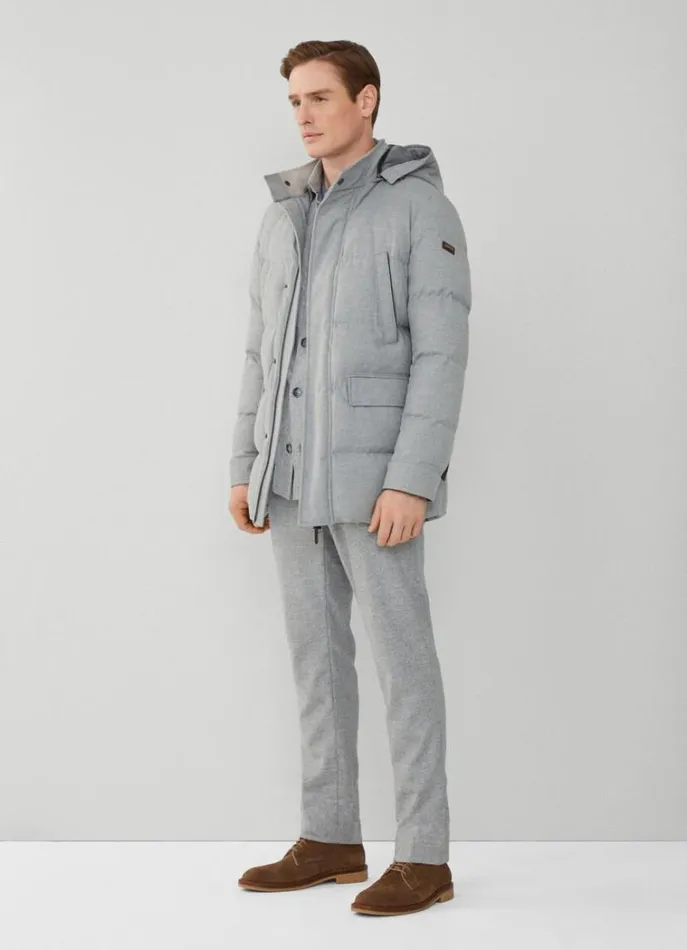 Men Coats and Jackets Hackett London Quilted Parka Light Grey
