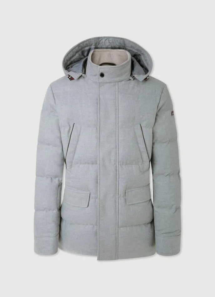 Men Coats and Jackets Hackett London Quilted Parka Light Grey
