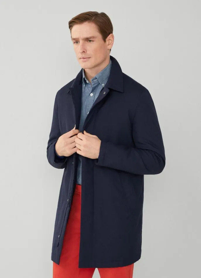 Men Coats and Jackets Hackett London Waterproof Jacket Dark Blue