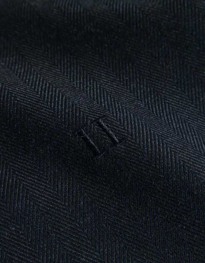 Men Como Reg Herringbone Bomber Jacket 8211 Dark NavyDark Grey Melange Les Deux JacketsCoats