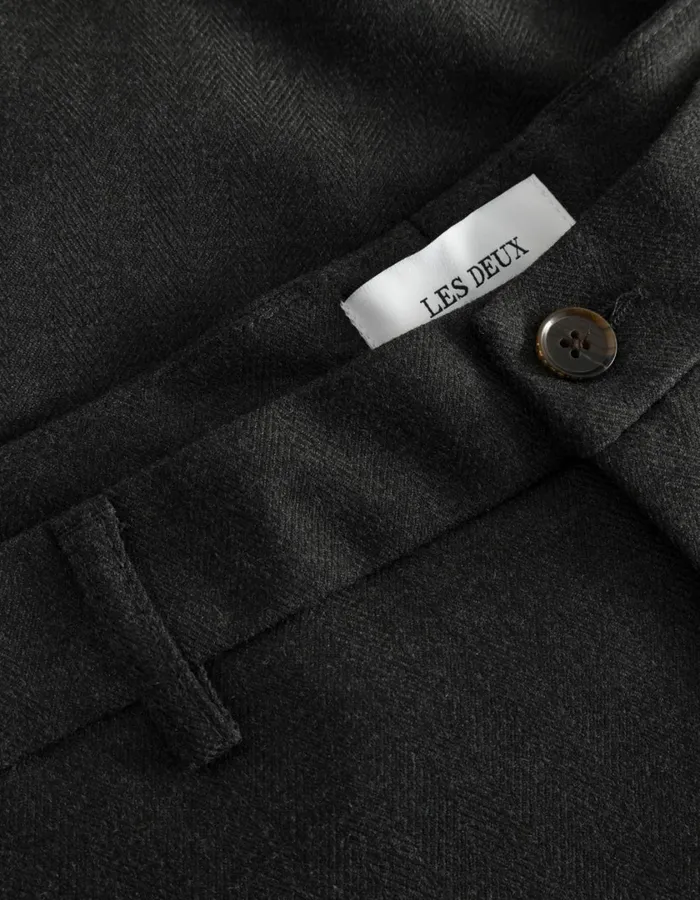 Men Como Reg Herringbone Suit Pants 8211 CharcoalGrey Melange Les Deux Pants