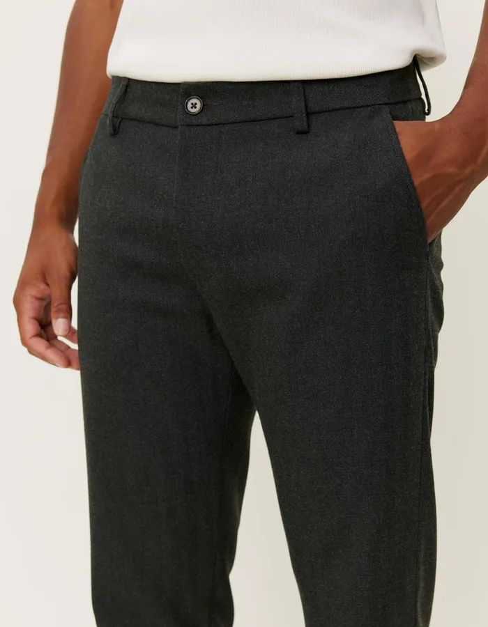 Men Como Reg Herringbone Suit Pants 8211 CharcoalGrey Melange Les Deux Pants