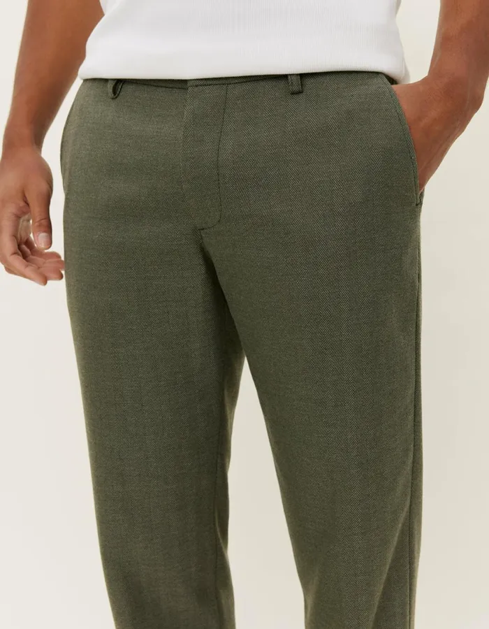 Men Como Reg Herringbone Suit Pants 8211 Forest GreenChive Green Les Deux Pants