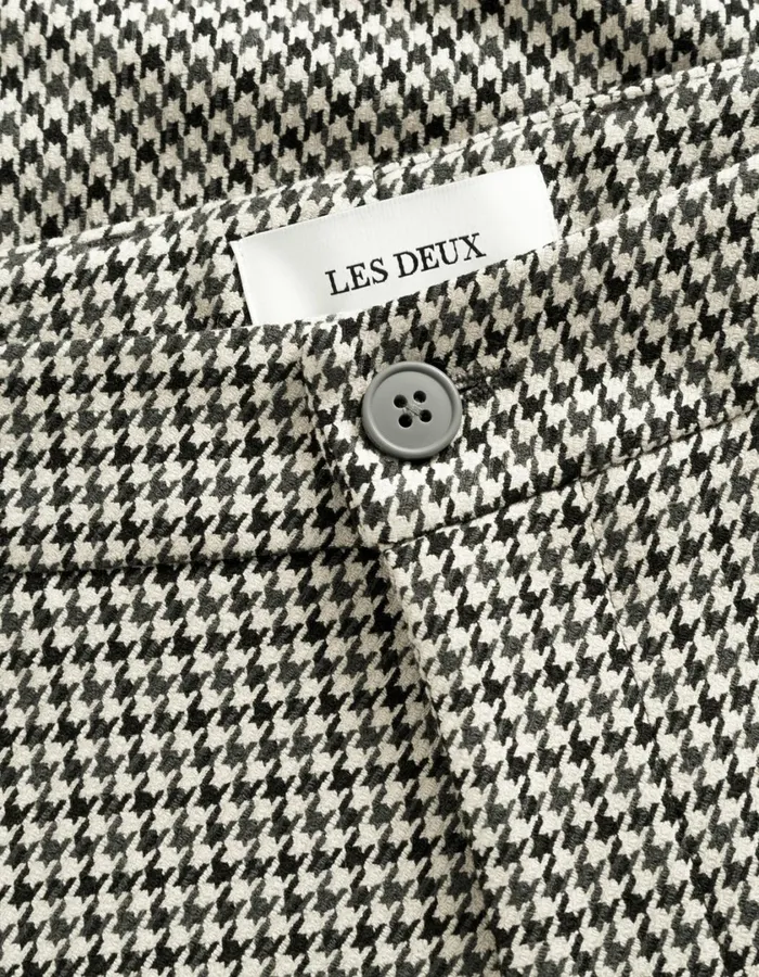 Men Como Reg Houndstooth Suit Pants 8211 Light Desert SandBlack Les Deux Pants