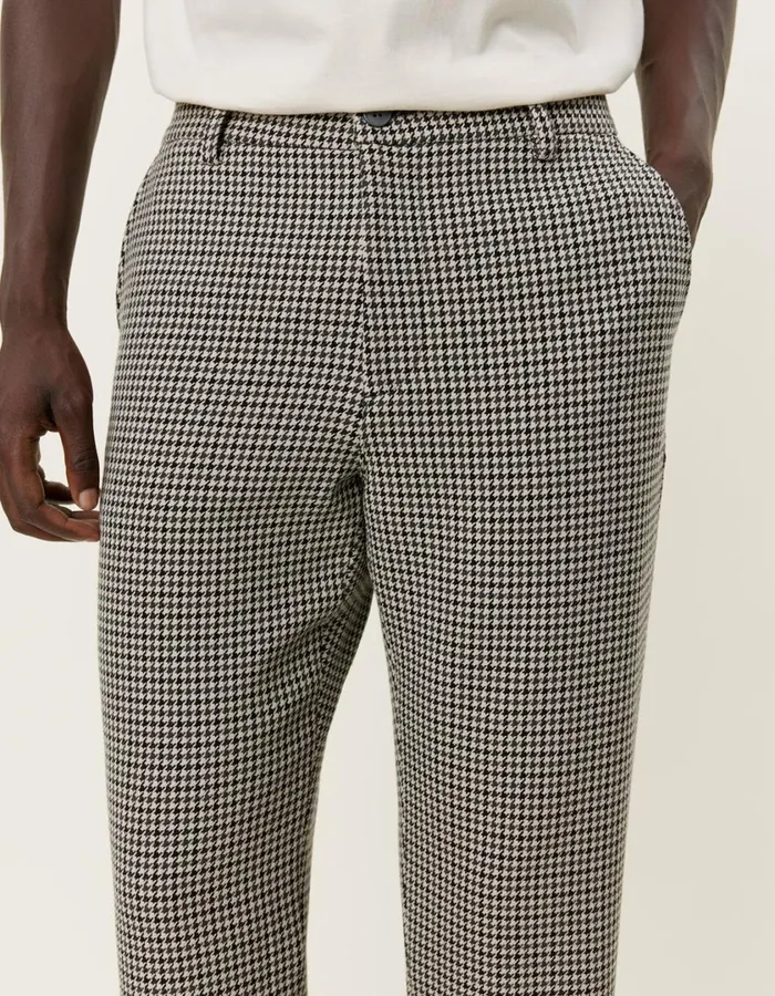 Men Como Reg Houndstooth Suit Pants 8211 Light Desert SandBlack Les Deux Pants