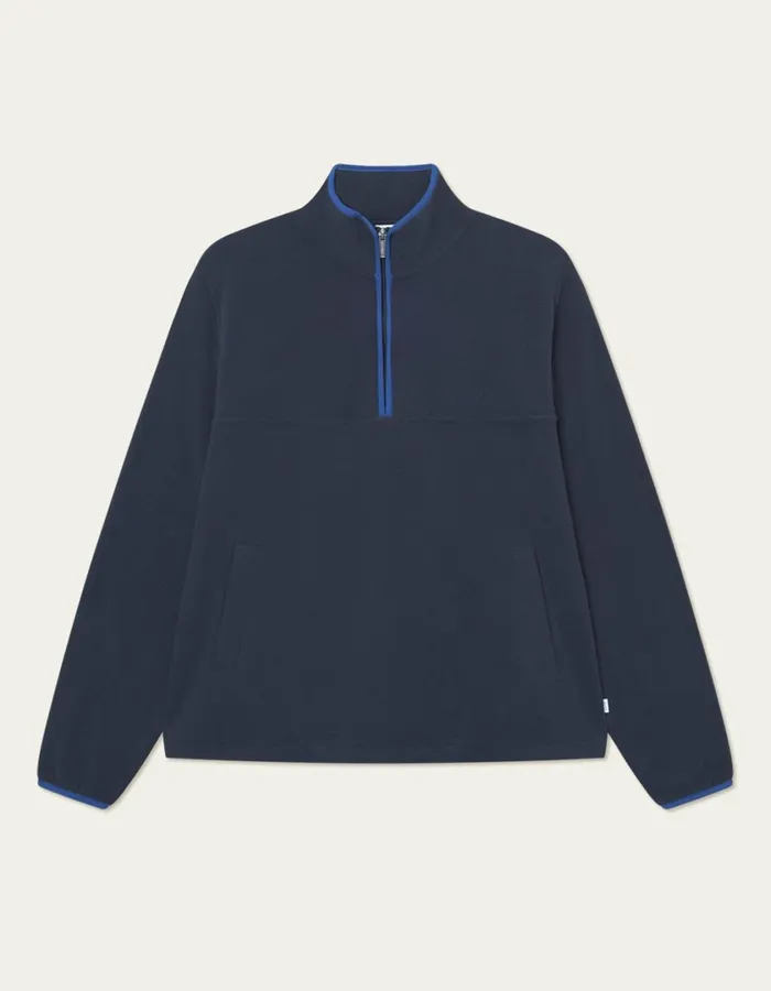 Men Contrast HalfZip Fleece Sweatshirt 8211 Dark Navy Les Deux HoodiesSweatshirts