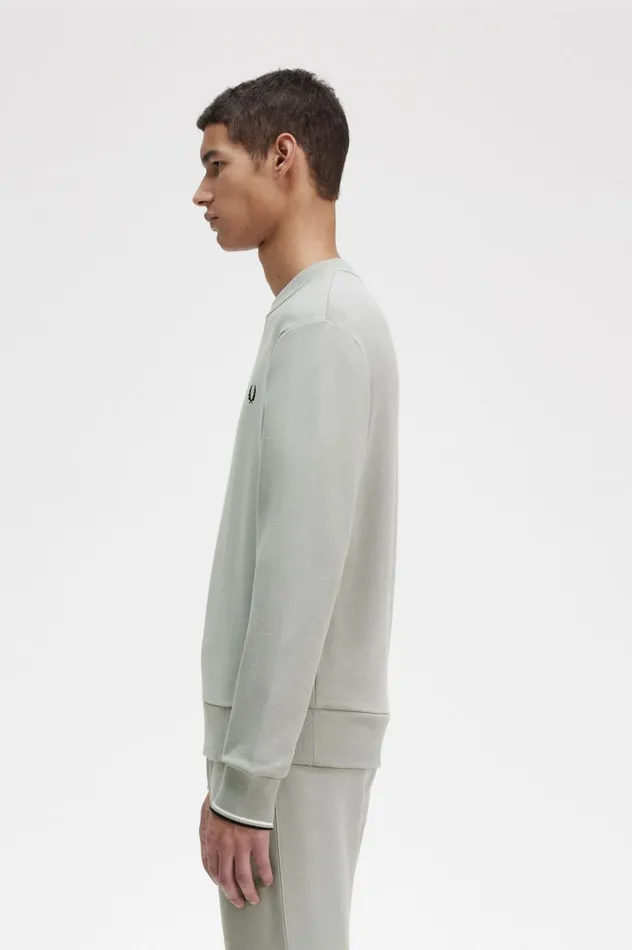 Men Crew Neck Sweatshirt Limestone Fred Perry Sweatshirts