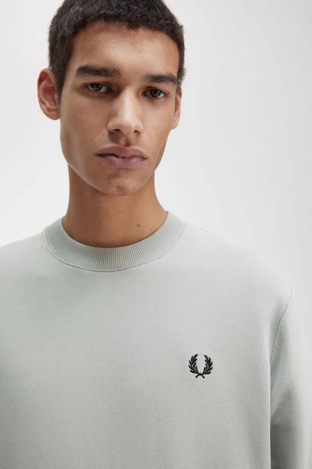 Men Crew Neck Sweatshirt Limestone Fred Perry Sweatshirts