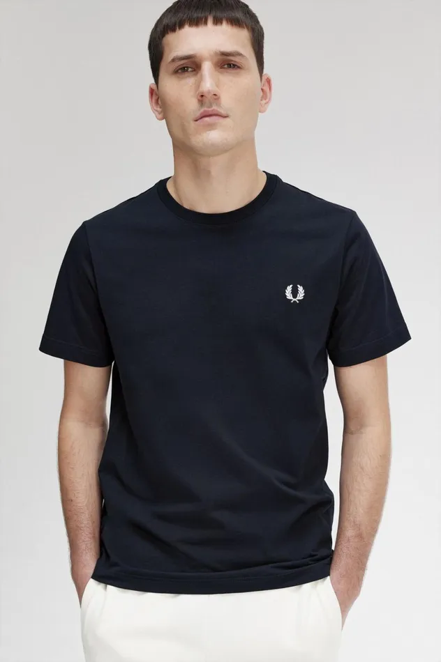 Men Crew Neck TShirt Navy Fred Perry TShirts