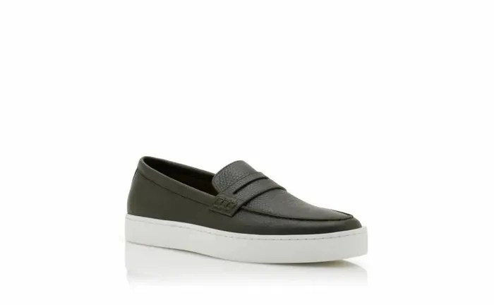Men Dark Green Calf Leather SlipOn Loafers Manolo Blahnik Loafers