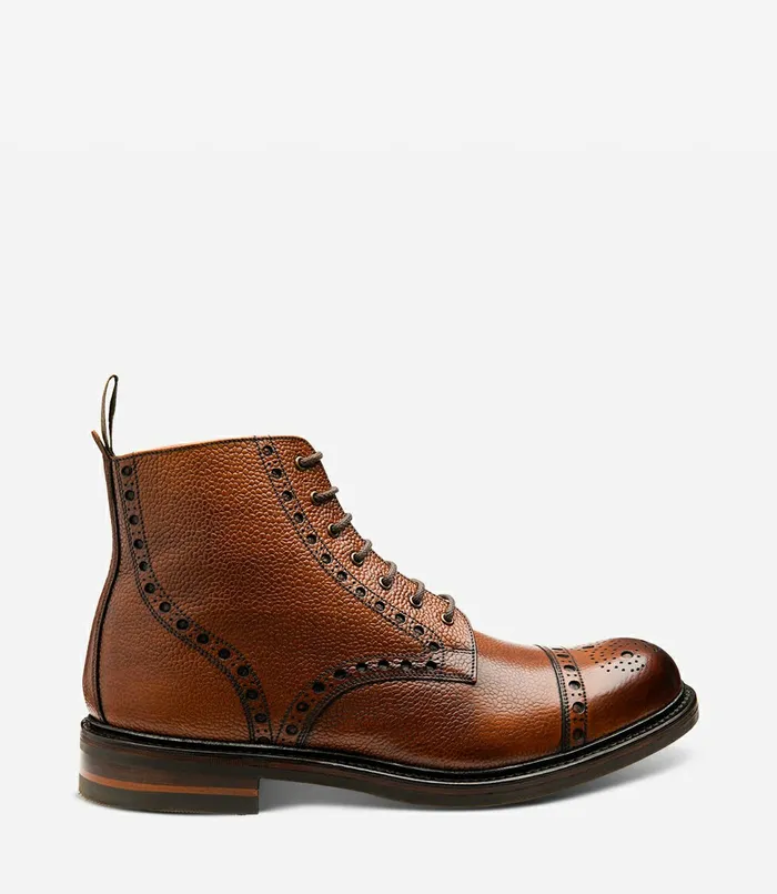 Men Derby Boots Loake Loxley Mahogany Grain