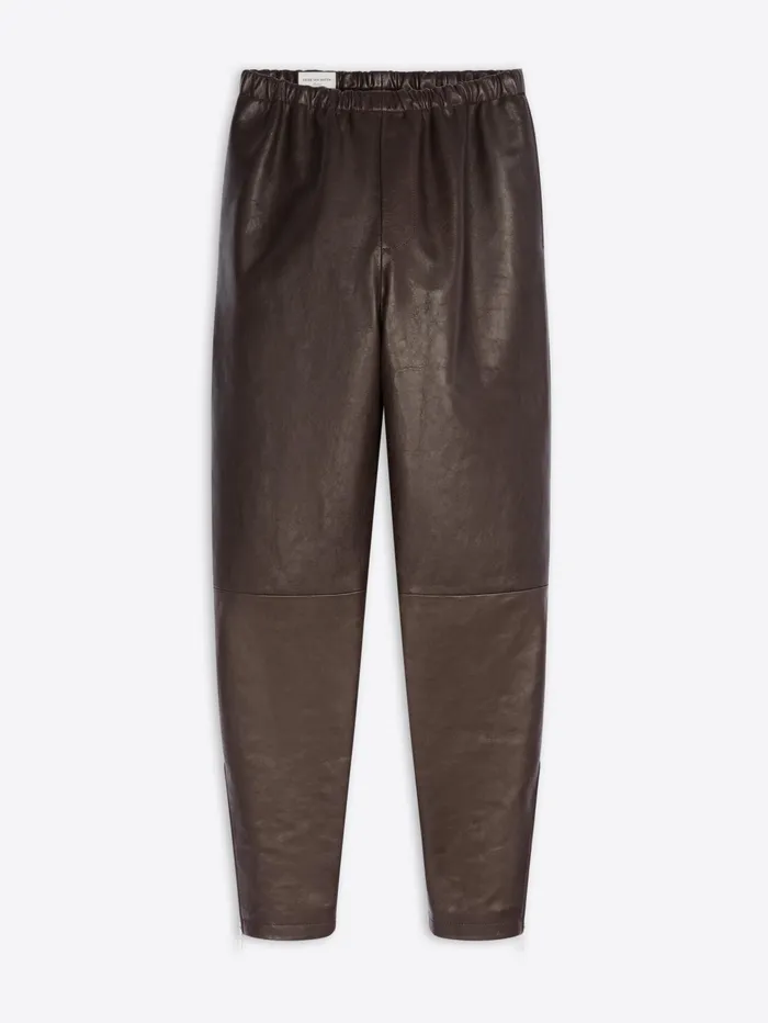 Men Dries Van Noten Pants Tapered Leather Pants