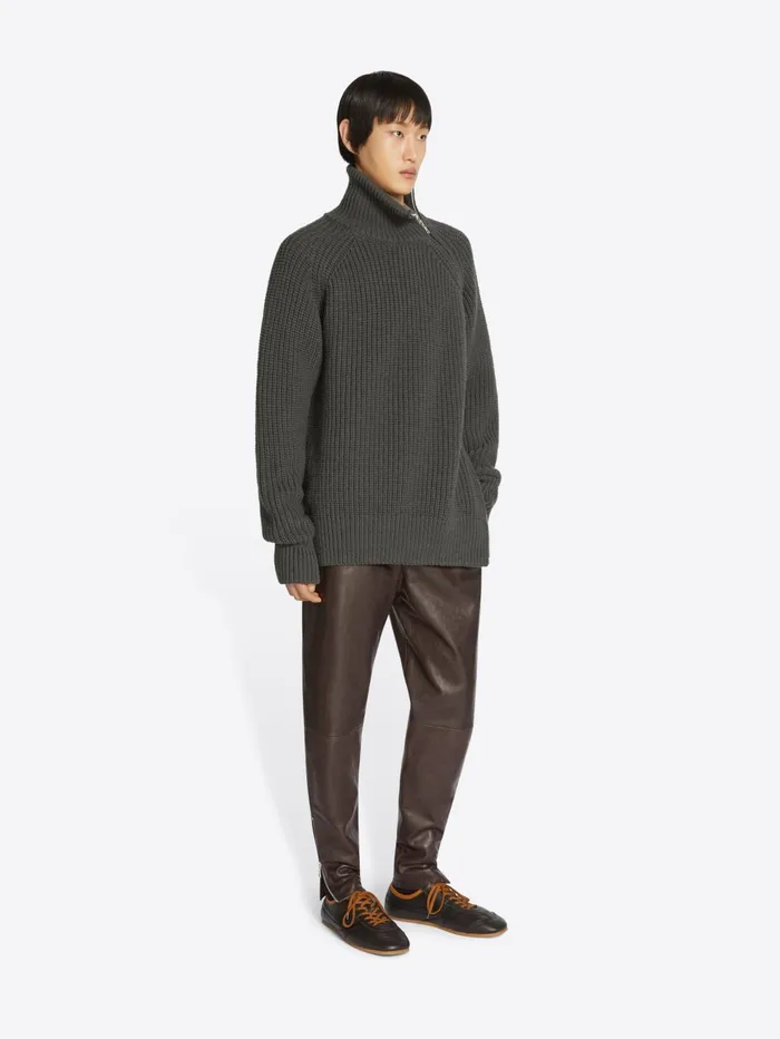 Men Dries Van Noten Pants Tapered Leather Pants