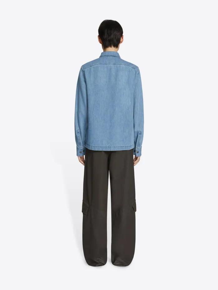 Men Dries Van Noten Shirts Denim Zip Shirt