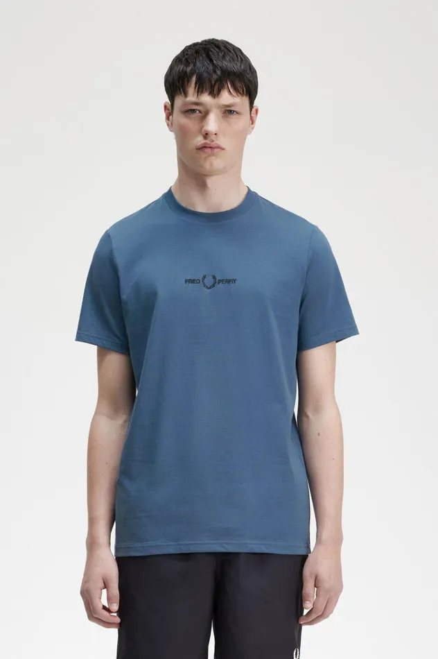 Men Embroidered TShirt Midnight Blue Fred Perry TShirts