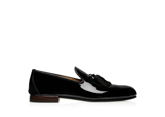 Men Evening Tom Ford Patent Nicolas Tassel Slipper Black