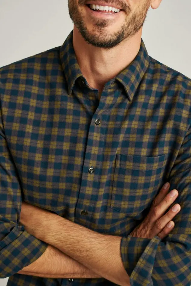 Men Everyday Lightweight Flannel Shirt Languishing Plaid Bonobos Overshirts