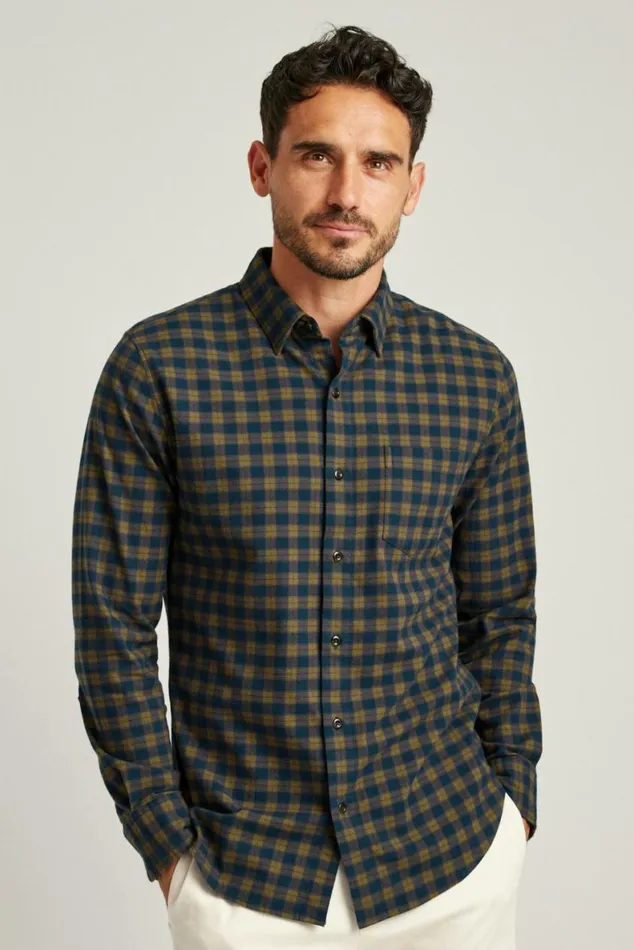 Men Everyday Lightweight Flannel Shirt Languishing Plaid Bonobos Overshirts