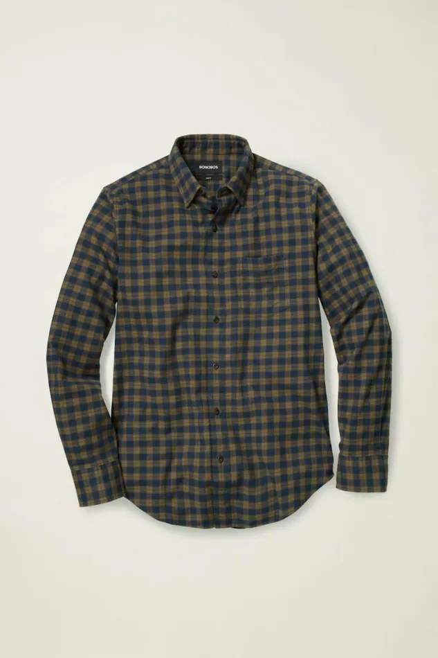 Men Everyday Lightweight Flannel Shirt Languishing Plaid Bonobos Overshirts